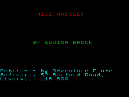 Hide and Seek title screen for ZX Spectrum